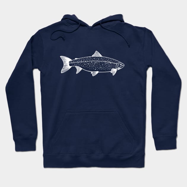 Landlocked Salmon - fish lovers hand drawn animal Hoodie by Green Paladin